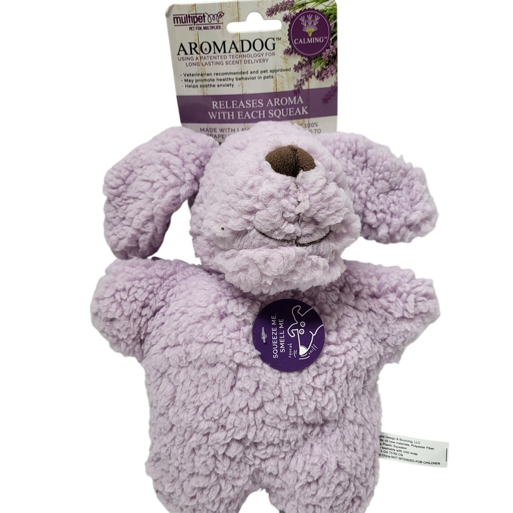 Multipet Aromadog Calming Lavender Scented Squeaky Fleece Man Purple Dog Toy